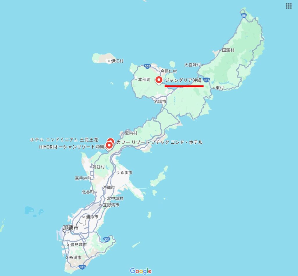 ジャングリアおすすめコンドミニアムタイプのホテルMAP