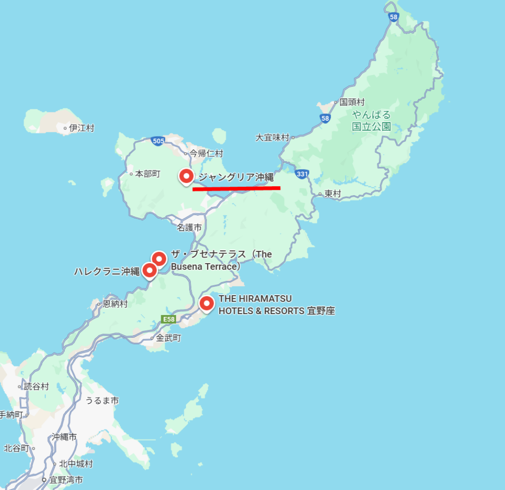 ジャングリアおすすめラグジュアリーホテルMAP