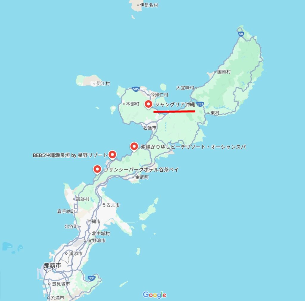 ジャングリア グループ、家族におすすめ コスパの良いホテルMAP